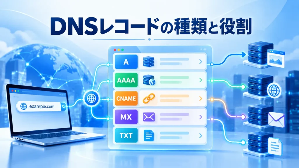 DNSレコードの種類と役割。A・AAAA・CNAME・MX・TXTをわかりやすく解説
