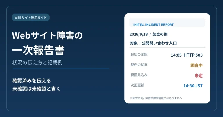 Webサイト障害の一次報告書の書き方。状況の伝え方と記載例