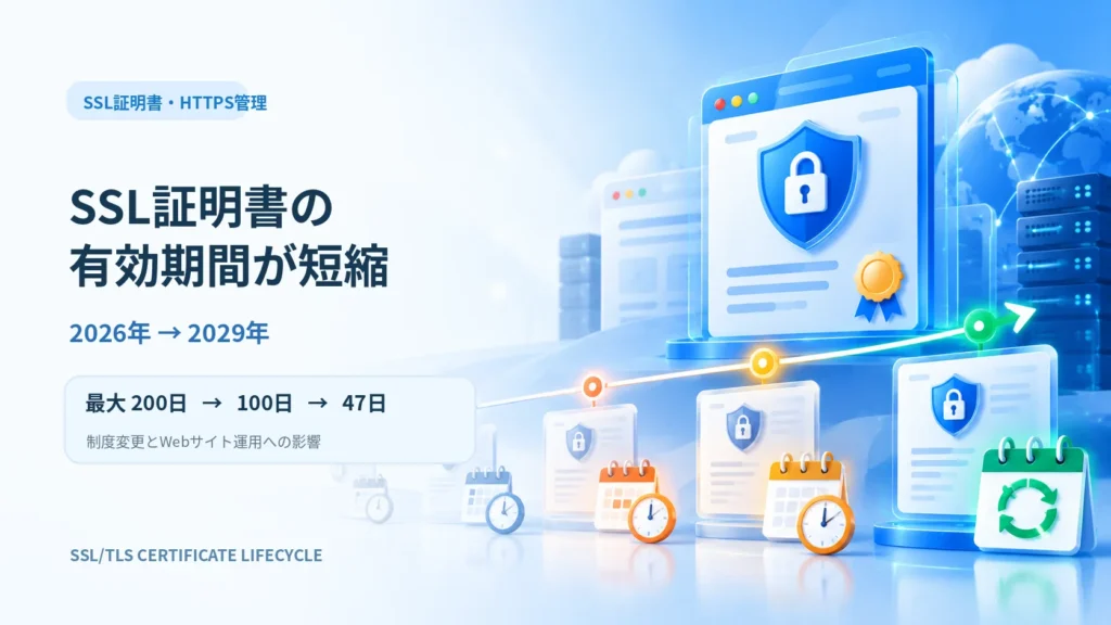 SSL証明書の有効期間が短縮。2026年から2029年の変更と運用への影響