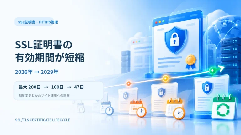 SSL証明書の有効期間が短縮。2026年から2029年の変更と運用への影響